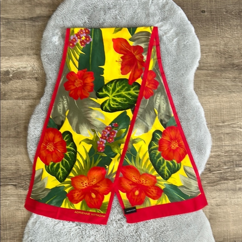 100% Silk Adrienne Vittadini Tropical Floral Print Scarf